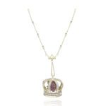 Crown 3D Diamond Necklace with Ruby