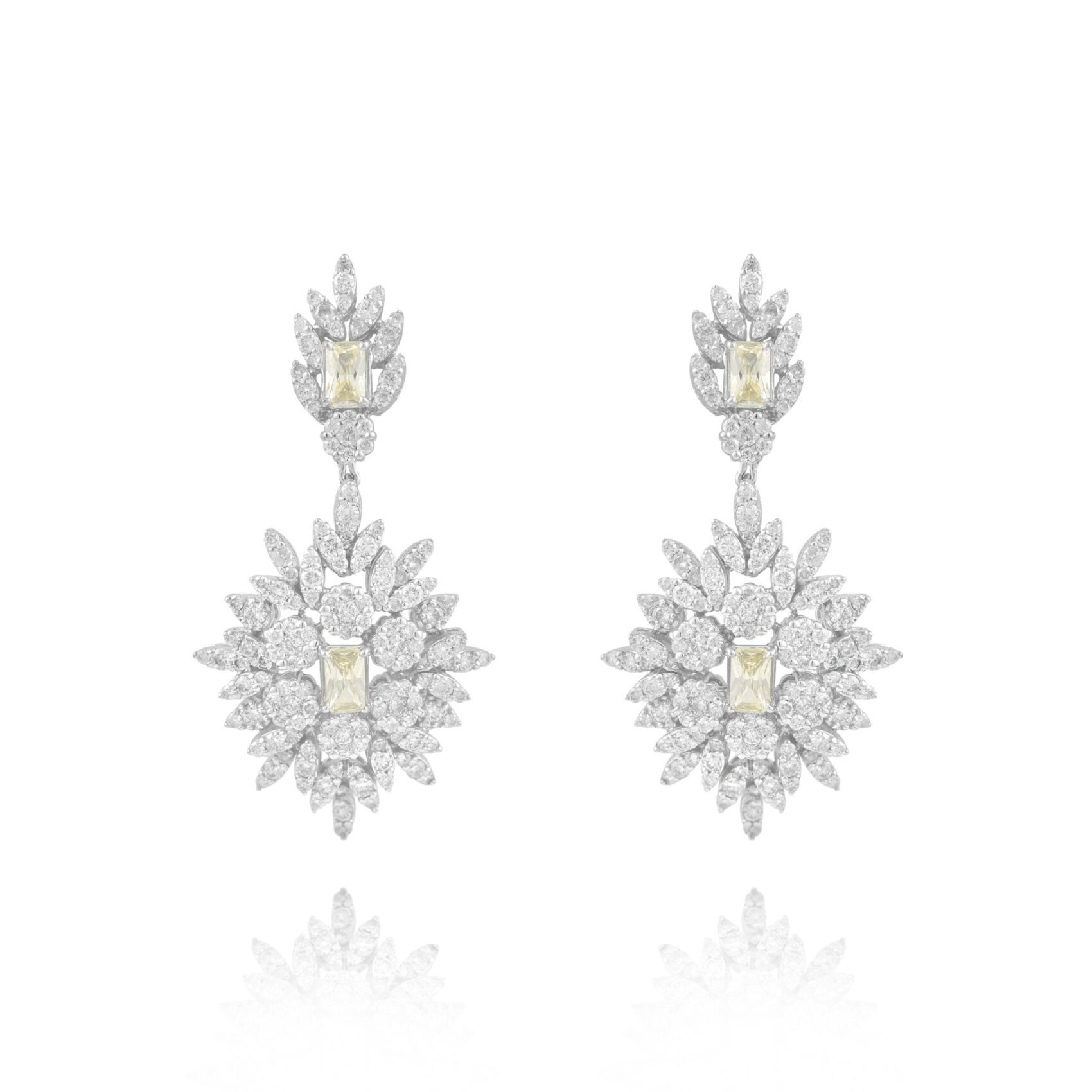 2735771946.jpg Classic Diamond Earrings with Colored Stones - Image 1