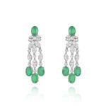 Classic Diamond Earrings with Emerald