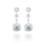Classic Diamond Earrings with Emerald