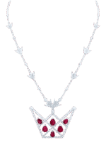 Emblem Diamond Necklace with Ruby