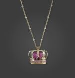 Crown 3D Diamond Necklace with Sapphire
