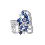 Classic Diamond Ring with Blue Sapphire