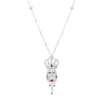 Crown Diamond Necklace with Ruby Sapphire and Emerald