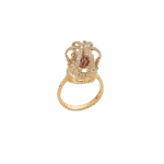 Crown 3D Diamond Ring with Pink Sapphire