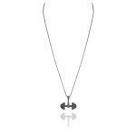 Men Dumbbell Black Diamond Necklace
