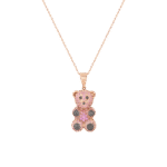 Teddy Bear Diamond Necklace with Pink Sapphire