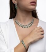 Classic Diamond Earrings with Emerald - Image 3