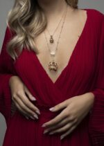 Crown 3D Diamond Necklace with Sapphire - Image 3