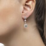 Classic Diamond Earrings with Emerald - Image 2