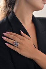 Classic Diamond Ring with Blue Sapphire - Image 2