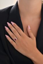 Classic Diamond Ring with Ruby - Image 2