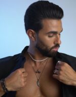 Men Dumbbell Black Diamond Necklace - Image 2