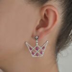 Emblem Diamond Earrings with Ruby - Image 2