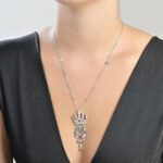 Crown Diamond Necklace with Ruby Sapphire and Emerald - Image 2