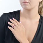 Classic Diamond Ring with Colored stone - Image 2