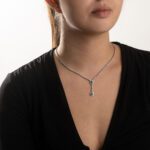 Classic Diamond Necklace with Emerald - Image 2